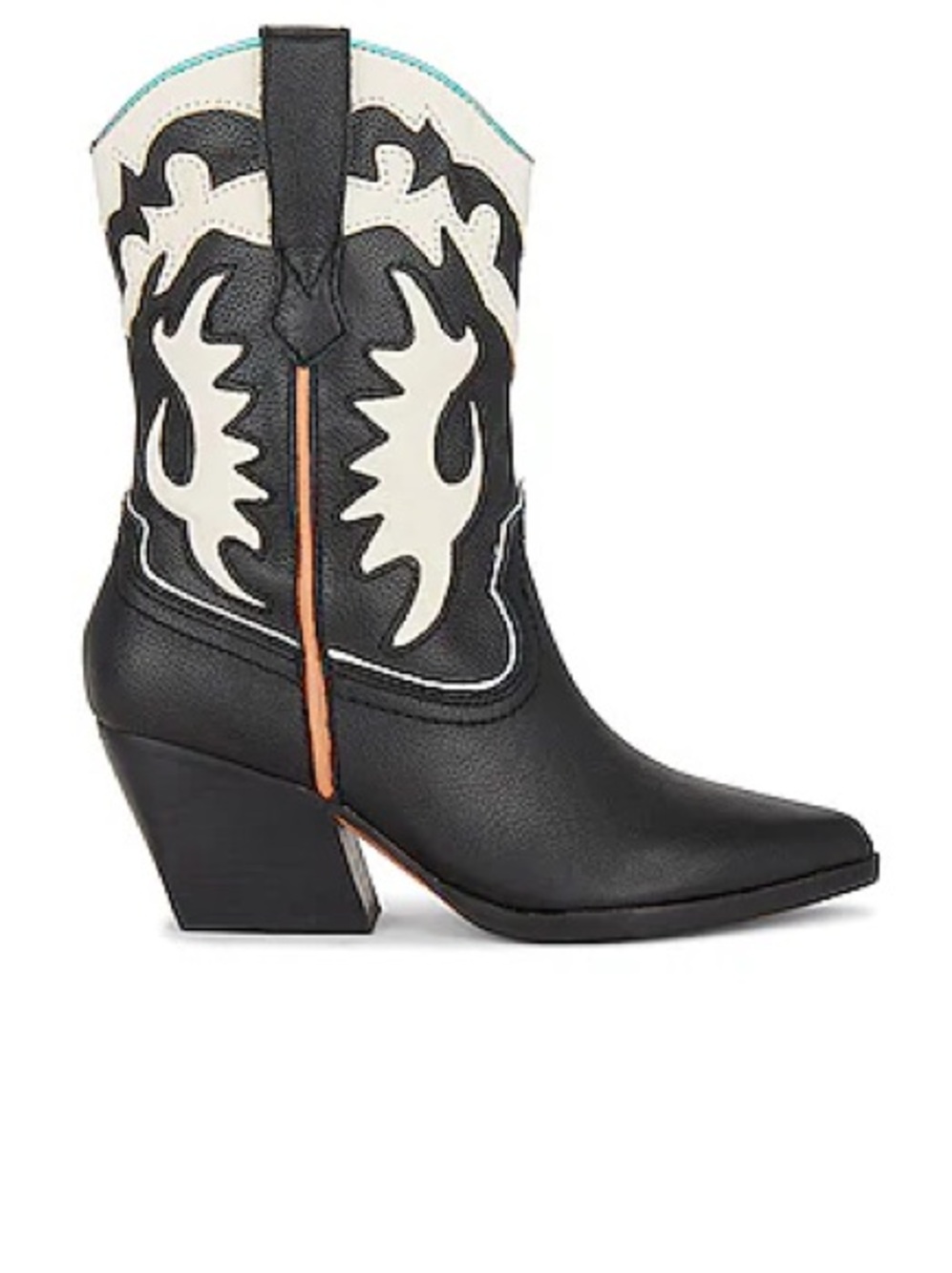 Dolce Vita Black and White Western Block Heel Ankle Boots